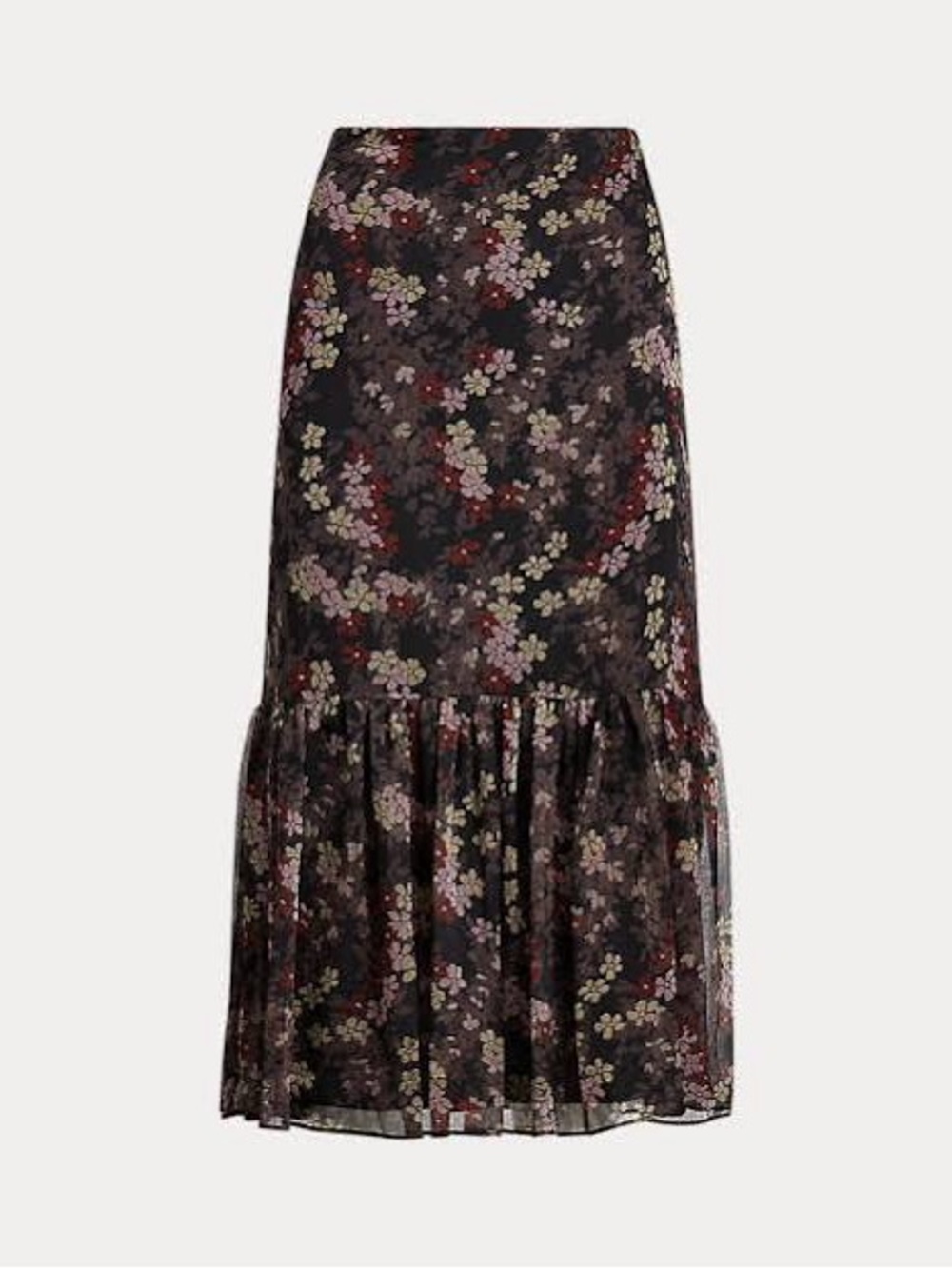 Lauren Ralph Lauren Floral Tiered Georgette Peasant Midi Skirt Sz 4